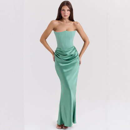 European and American style autumn and winter new cross-border women's fashion tube top sexy backless slim evening dress dress female