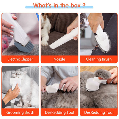 Cross-border pet multi-function hair trimmer dog vacuum cleaner set all-in-one pet beauty device vacuum cleaner hair clipper