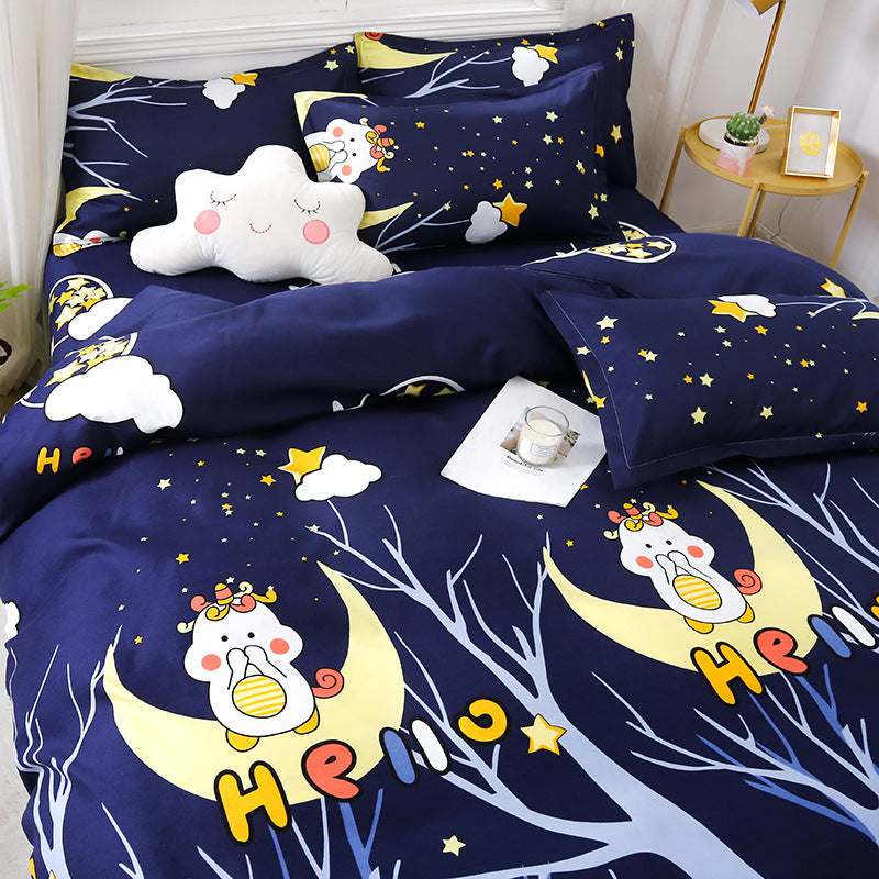 DUVET COVER BED SHEETS SET BED SHEET BEDDING Bedding four-piece set aloe vera