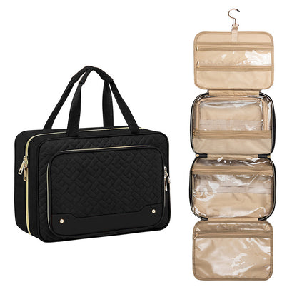 Amazon portable travel hook toiletry bag with jewelry storage bag large cosmetic bag partition layer