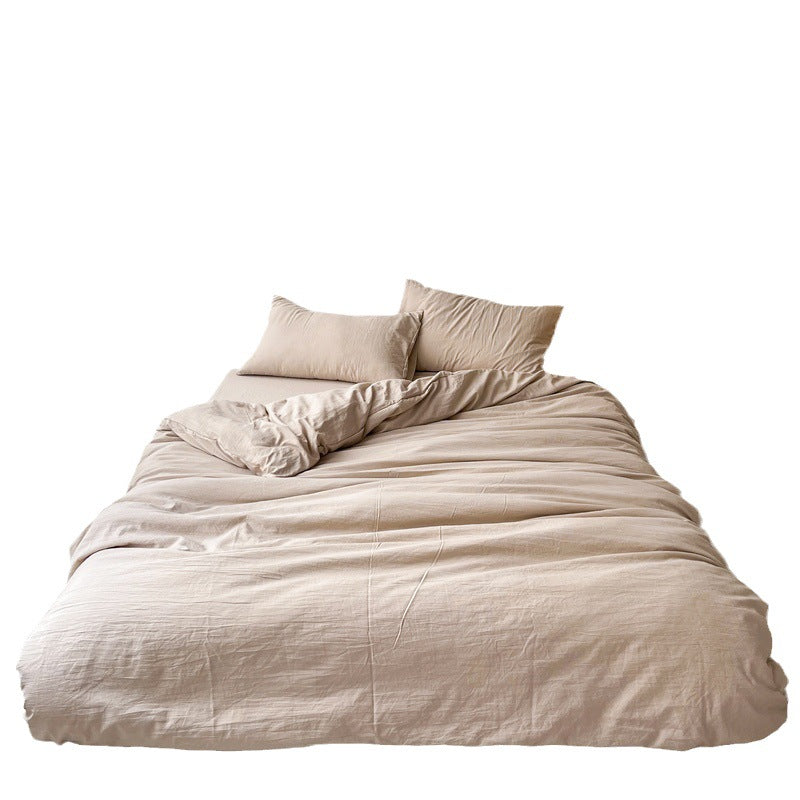 Autumn washed cotton four-piece set Nantong home textile bedding three-piece set bedding ins solid color bed sheet quilt cover 4-piece set