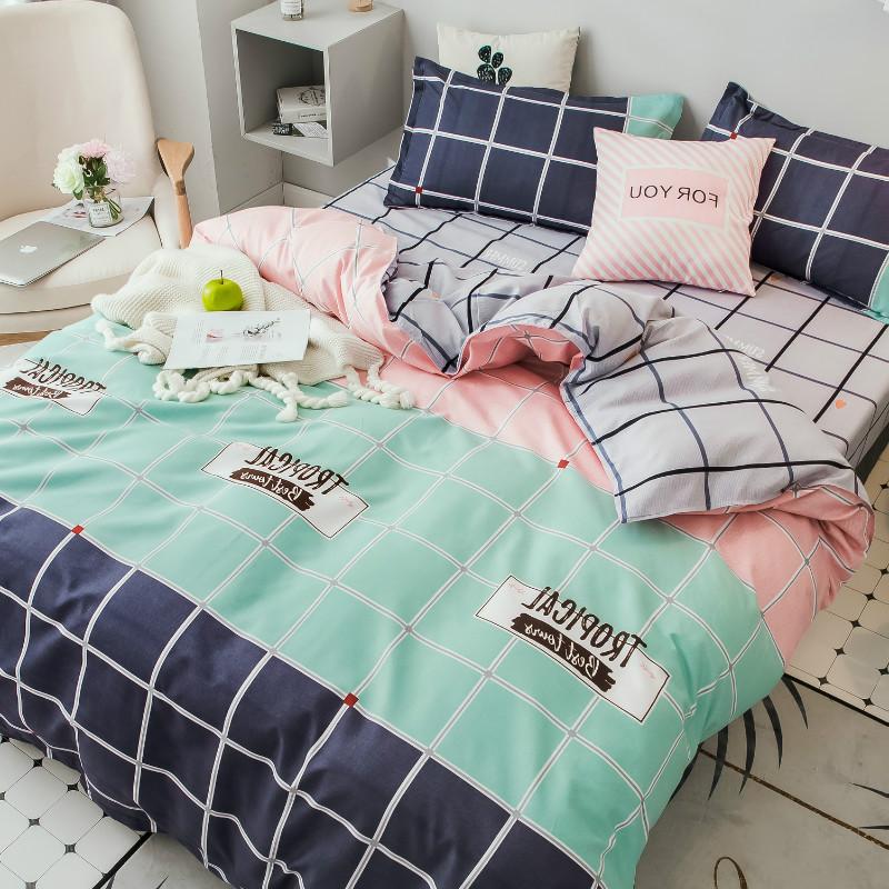 DUVET COVER BED SHEETS SET BED SHEET BEDDING Bedding four-piece set aloe vera