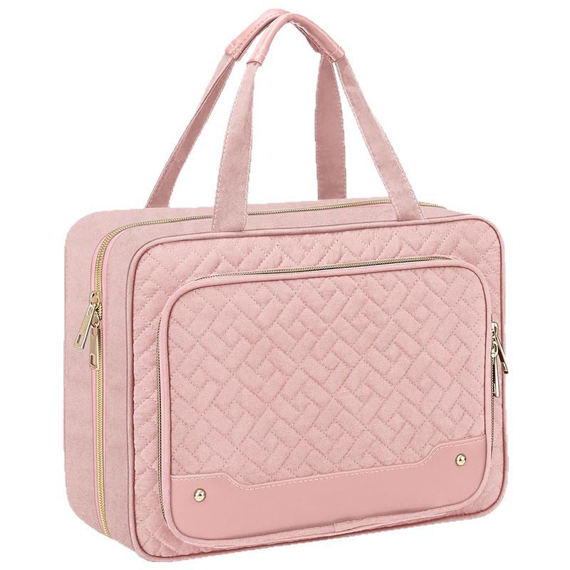 Amazon portable travel hook toiletry bag with jewelry storage bag large cosmetic bag partition layer