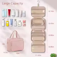 Amazon portable travel hook toiletry bag with jewelry storage bag large cosmetic bag partition layer
