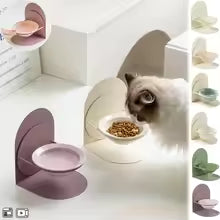 Miaoxiangjia ceramic high-legged oblique cat bowl with neck protection and not easy to overturn the food bowl with increased height for pet cats and dogs