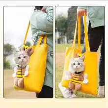 Small bee animal shape pet going out bag with exposed head shoulder bag for kittens and dogs portable cat bag pet backpack